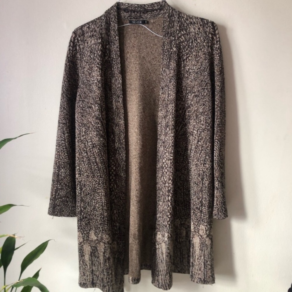 ❤️Nic+Zoe Long Line Brown Open Cardigan Size PS